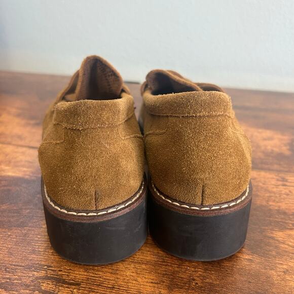 90s White Mountain Gunner Chunky Loafers Brown Suede Leather Shoes Women's 8.5 - Picture 7 of 9